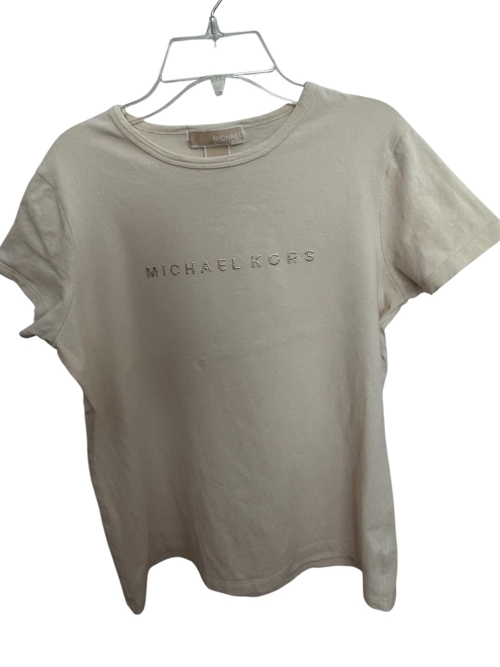 Michael Kors Women's Light Cream Logo Crew Neck Tee